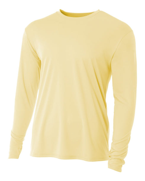 A4 Youth Cooling Performance Long Sleeve Crew (N3165), Color 'Light Yellow'